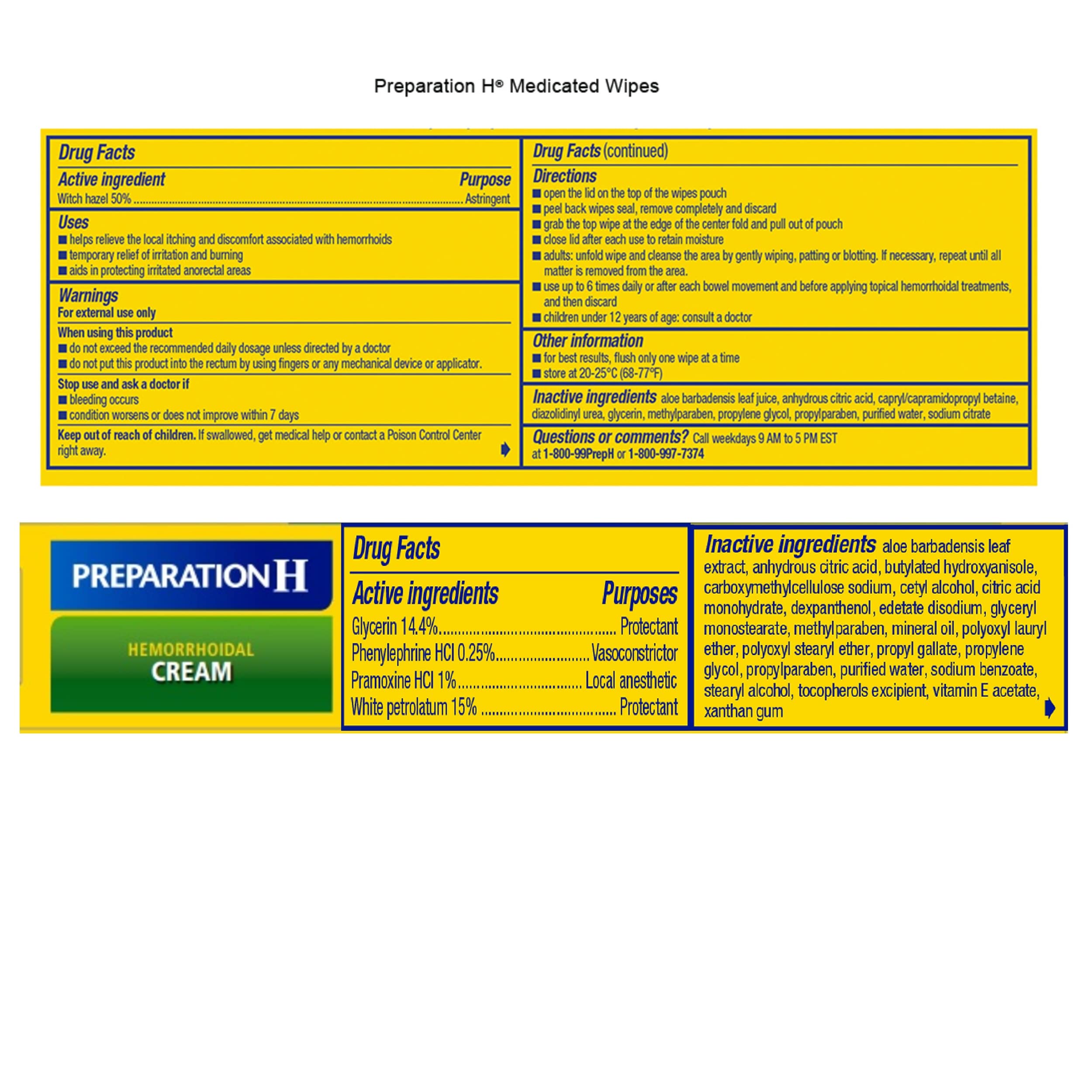 Preparation H Hemorrhoid Wipes with Witch Hazel, 192 Ct Plus Preparation H Hemorrhoid Symptom Treatment Cream, 2 Tubes x 1.8 oz, Wipe Plus Treat for Better Relief, Hemorrhoid Care Bundle