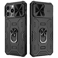 VEGO for iPhone 15 Pro Max Case, iPhone 15 ProMax Kickstand Case with Slide Camera Cover Built-in 360° Rotate Ring Stand Magnetic Shockproof Phone Cover Case for iPhone 15 Pro Max 6.7