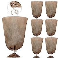 Reusable Winter Burlap Plant Covers Bags Warm Plant Bags with Drawstring Large Burlap Sack Plant Blanket Burlap Frost Cover for Cold Winter Outdoor Garden Fruit Trees Protection