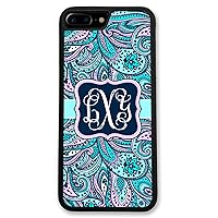 iPhone 7, Phone Case Compatible with iPhone 7 [4.7 inch] Blue Pink Paisley Monogram Monogrammed Personalized [Protective Case] IP7