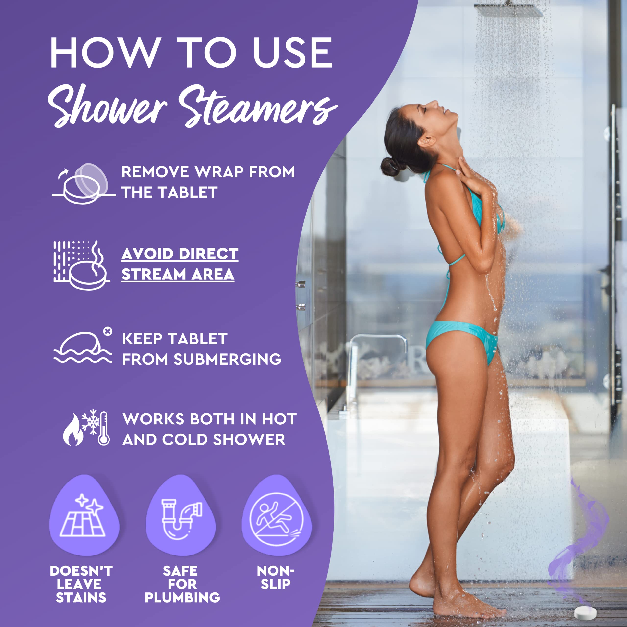 Cleverfy Shower Steamers Aromatherapy - Pack of 12 Shower Bombs with Essential Oils. Self Care and Relaxation Birthday Gifts for Women and Men. Purple Set