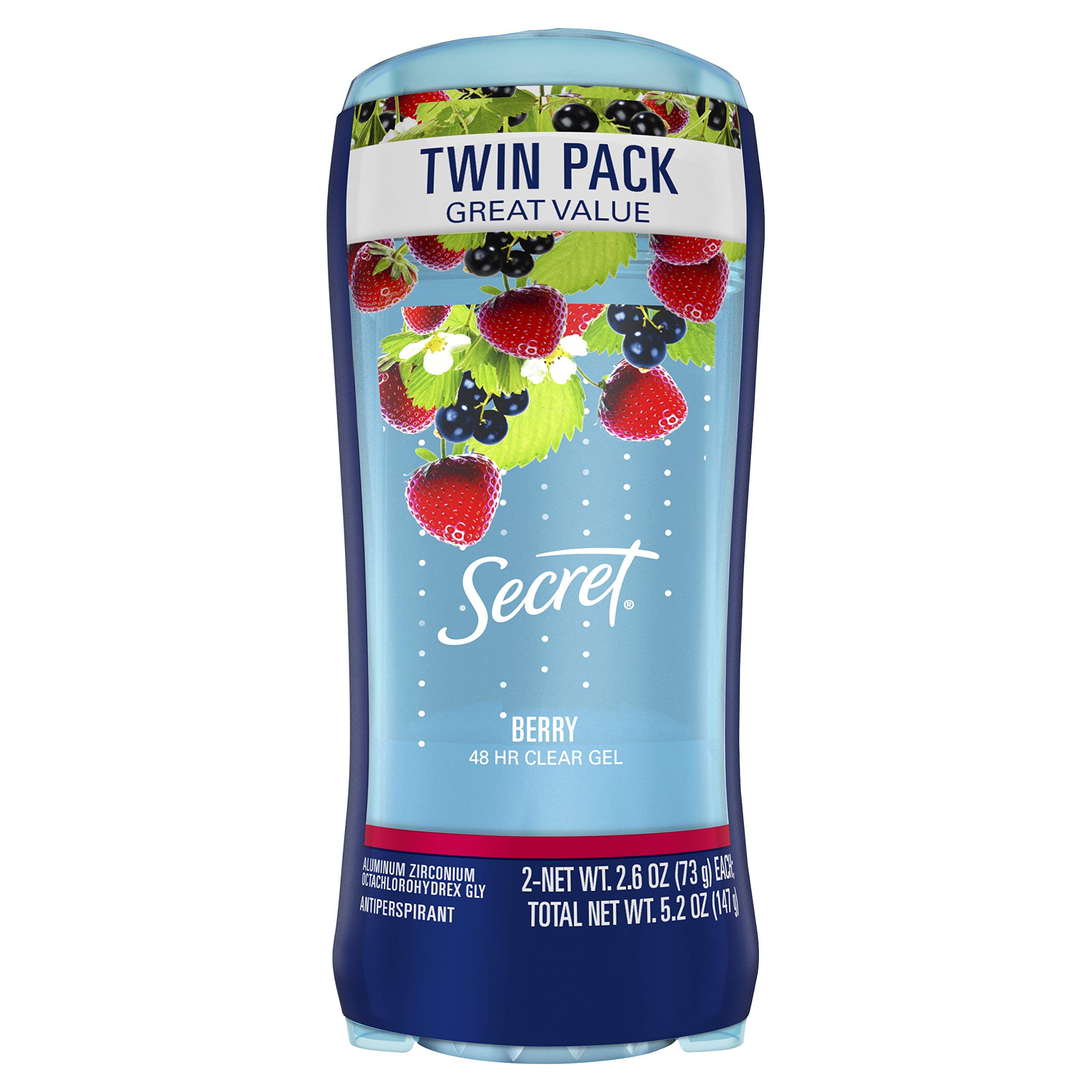 Secret Fresh Clear Gel Deodorant for Women, Summer Berry, 2.6 oz each, Pack of 2