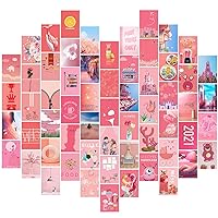 Aesthetic Wall Collage Kit 60 Set Room Decor for Girls, Wall Collage Kit Aesthetic Pictures 4x6 inch, Photo Collage Kit for Wall Aesthetic (Pink)