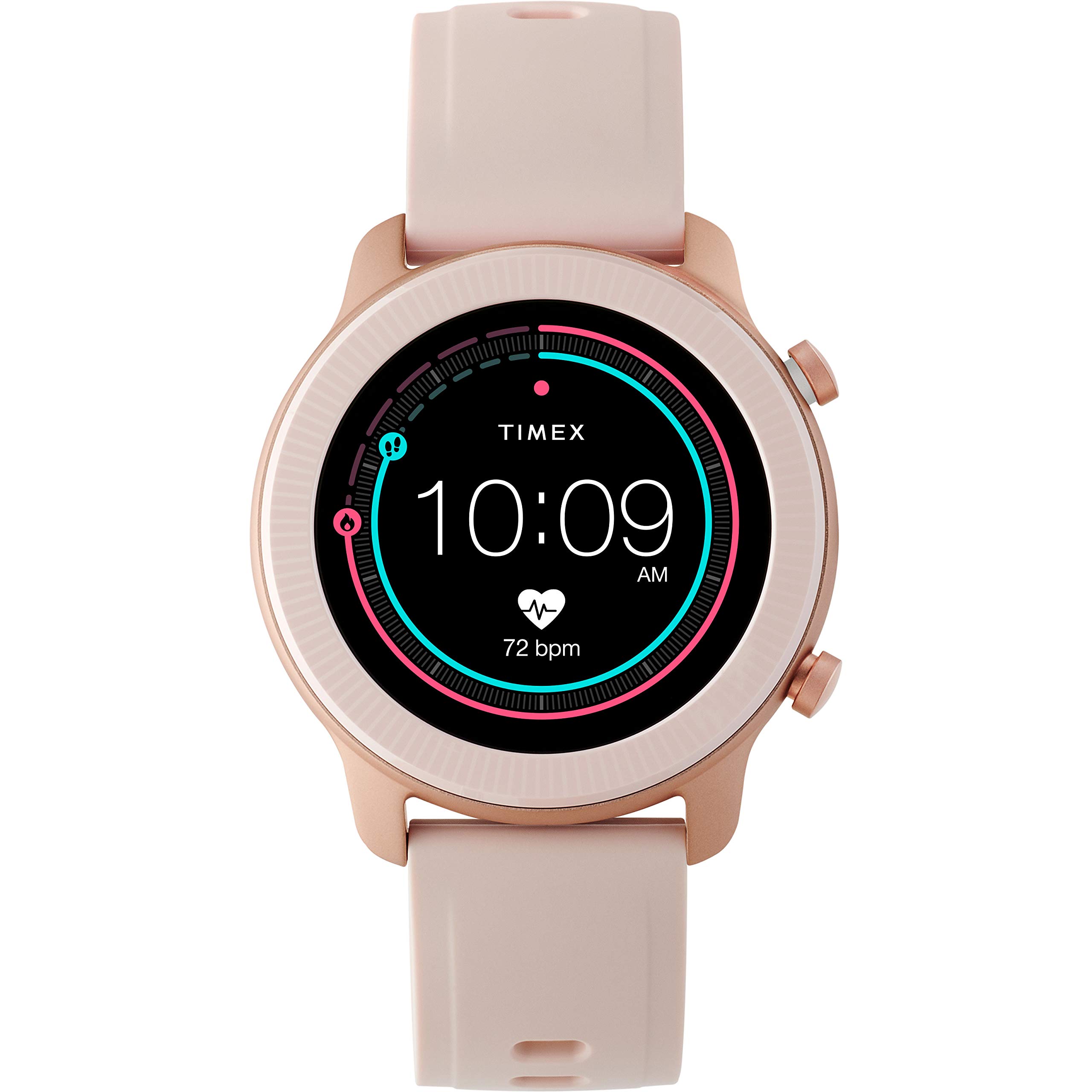 Timex Metropolitan R AMOLED Smartwatch with GPS & Heart Rate 42mm – Rose Gold-Tone with Blush Silicone Strap