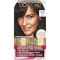 L'Oreal Paris Excellence Creme Permanent Triple Care Hair Color, 4A Dark Ash Brown, Gray Coverage For Up to 8 Weeks, All Hair Types, Pack of 1