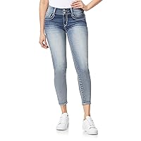 WallFlower Women's Luscious Curvy Ankle Mid-Rise Insta Stretch Juniors Jeans (Standard and Plus)