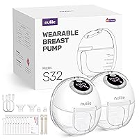Nuliie Hands-Free Breast Pump S32, Electric Wearable Breast Pumps 4 Modes 9 Levels, More Private, 24MM Comfortable Flange, Memory Function, Replaced Accessories Included (2 Packs, White)