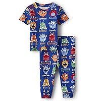 The Children's Place Boys' Snug Fit 100% Cotton Sleeve Top and Shorts 2 Piece Pajama Set