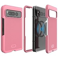TUDIA MergeGrip V2 Compatible with Google Pixel Fold Case (2023), [Magsafe Compatible] Ultra Slim Snug Fit Lightweight Grip Scratch Resistant Tough PC Snap On Case - Smokey Pink