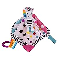 Sassy Baby Ulbright Unicorn Black, White, and Multi-Colored Super Soft Security Baby Blanket with Teether