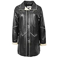 Womens Real Leather Coat 3/4 Length Classic Style Margaret