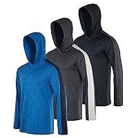 Real Essentials 3 Pack: Men's Dry Fit Moisture Wicking Long Sleeve Active Athletic Hoodie Pullover Sweatshirt (Big & Tall)