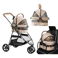 Pet Gear 3-in-1 Travel System, View 360 Ultra Light Travel System Stroller Converts to Carrier and Booster Seat with Easy Click N Go Technology, for Small Dogs & Cats, 4 Colors