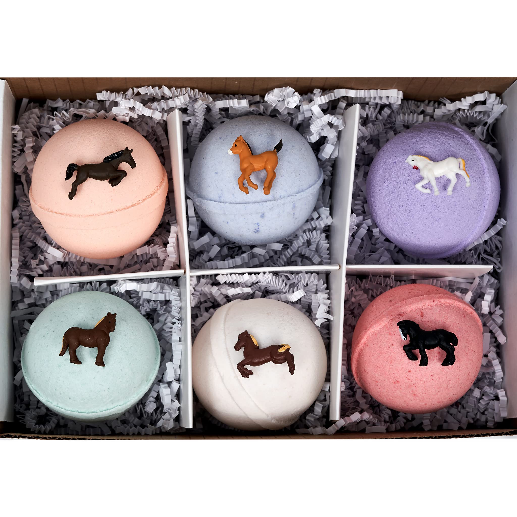 SPAPURE Wild Horses Bath Bombs: for Kids with 6 XL Bath Bombs with Surprise Horses Inside, USA Made, Handmade, Natural Bath Bombs, Birthday Gift idea for Kids, Spa Parties