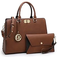 Dasein Women's Handbag Fashion Satchel Handbag Top Handle Tote Work Bag Shoulder Bag with Matching Clutch 2 Pack