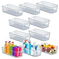 Multi-purpose Refrigerator Bins - 10 pieces Usable and Stackable Design Fridge Bin Organizer with Easy Grip Handles - Clear