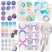 Zodiac Resin Molds Silicone Pack of 9 for Keychain Charms Necklace Pendant Earring Bracelet Jewelry Making