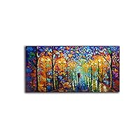 Tyed Art- Contemporary Art Landscape Oil Painting On Canvas Abstract Textured Tree Painting hand-painted acrylic frame wall art modern canvas painting 24x48inch
