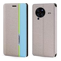 for Vivo X80 Pro Case, Fashion Multicolor Magnetic Closure Leather Flip Case Cover with Card Holder for Vivo X80 Pro (6.78”), Gray
