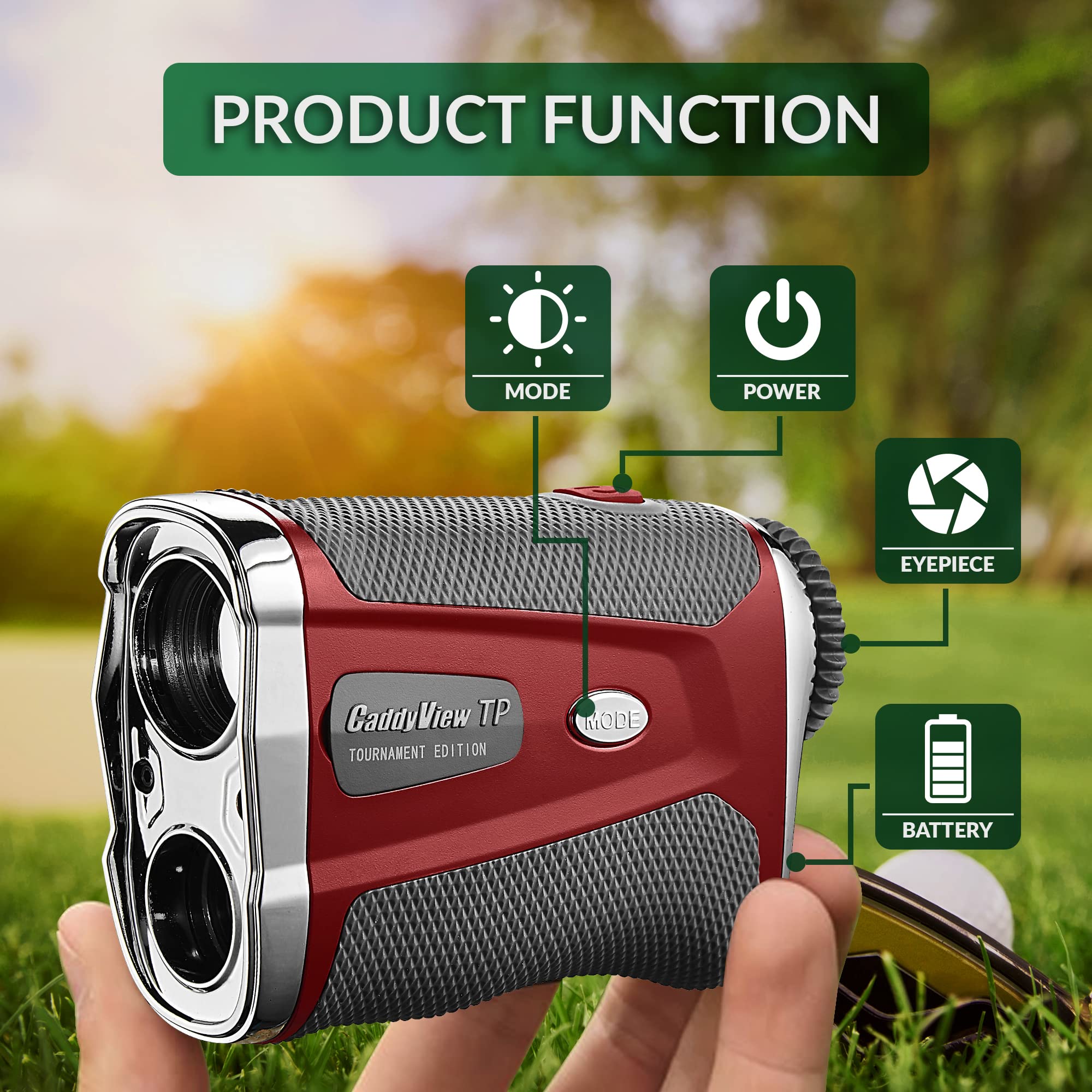 Caddytek Tour Professional Golf Laser Rangefinder with OLED Display, Red, (CaddyView TP)