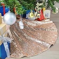 B-COOL 36inch Tree Skirt Sequin Tree Skirt Christmas Rose Gold Tree Skirt Mat for Christmas Holiday Party Decorations
