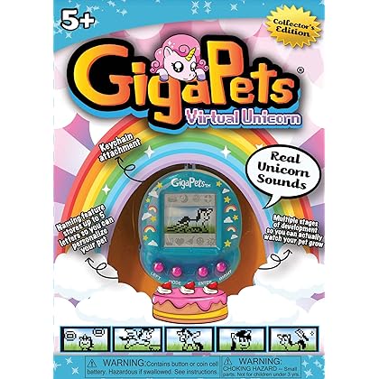 Giga Pets Angelic Unicorn Digital Pet Interactive Toy, Upgraded Collector’s Edition, Play Games with Your Virtual Electronic Pet, 100+ Animations, Nostalgic 90s Toy for Kids, Girls, Boys