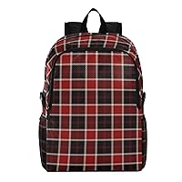 ALAZA Red Black and Pink Tartan Plaid Scottish Packable Hiking Outdoor Sports Backpack