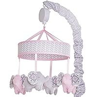 Baby Mobile Crib Mobile Musical Mobile - Elephant Mobile from The Elodie Collection in Pink and Grey