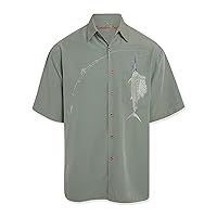 Bamboo Cay Men's Casual Shake The Hook Embroidered Button-Up Shirt