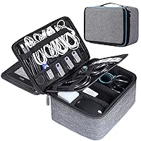 BERTASCHE Electronic Travel Organizer, Cable Organizer Bag for Electronic Accessories, Three Layer Cable Storage Bag for Charger, Cord, Wire, Tablet, Hard Drive