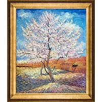 overstockArt Van Gogh Pink Peach Tree in Blossom Painting with Athenian Gold Frame, Antique Finish 29