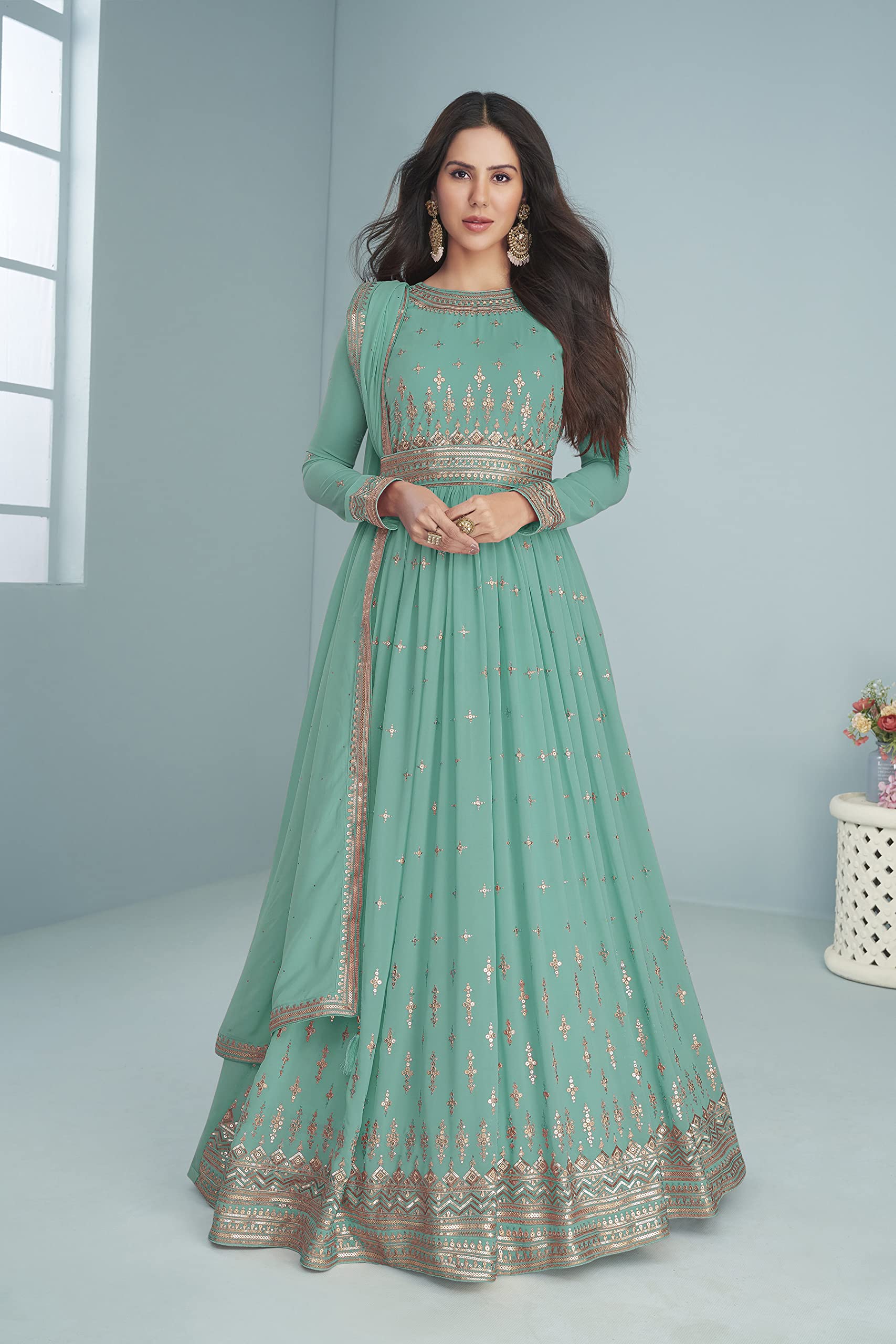 STELLACOUTURE indian pakistani party/wedding night heavy anarkali ready to wear salwar kameez suit for women 2554-O