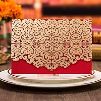 50pcs Elegant Laser Cut Wedding Invitations Cards with Envelopes and Stickers (Party Invite)