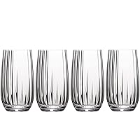 Mikasa Gail Optic Set of 4 Highball Tumbler Cups, 4 Count (Pack of 1), Clear