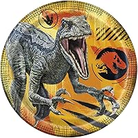 Multicolor Jurassic World 3 Round Paper Dinner Plates (Pack of 8) - 9