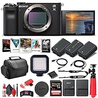 Sony Alpha a7C Mirrorless Digital Camera (Body Only, Black) (ILCE7C/B) + 64GB Card + 2 x NP-FZ-100 Battery + Corel Photo Software + Case + External Charger + Card Reader + LED Light + More (Renewed)