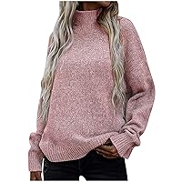 Women Casual Sweater 2024 Fall Winter Jumper Tops Soft Long Sleeve Sweaters Turtleneck Ribbed Knit Pullover Blouse
