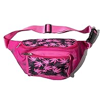 PattyCandy Dark Pink Cannabis Marijuana Fanny Pack Hiking Waist Bag Pack