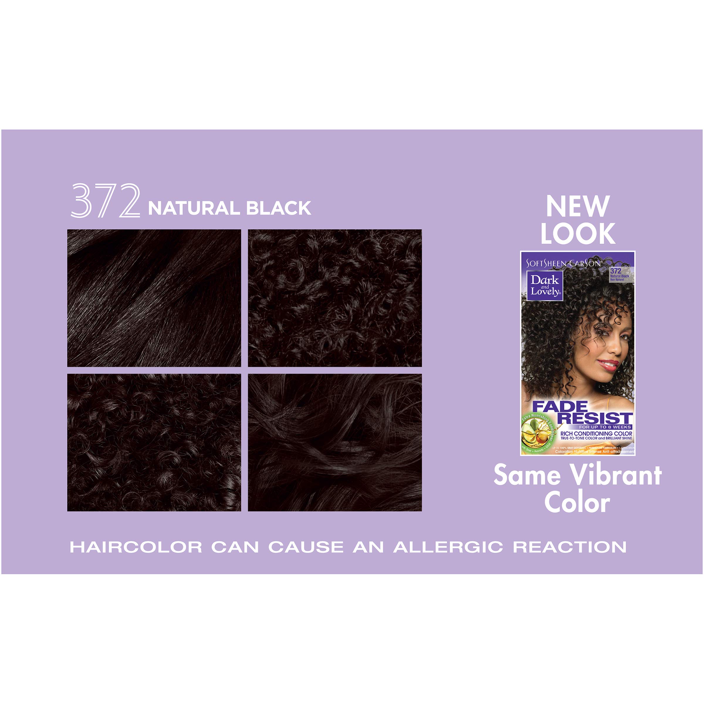 SoftSheen-Carson Dark and Lovely Fade Resist Rich Conditioning Hair Color, Permanent Hair Color, Up To 100 percent Gray Coverage, Brilliant Shine with Argan Oil and Vitamin E, Natural Black