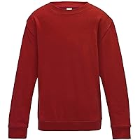 Just Hoods Childrens/Kids Plain Crew Neck Sweatshirt (12-13 Years) (Fire Red)