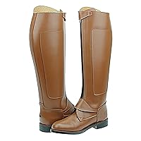 Women Ladies INVADER-2 Polo Players Boots Tall Knee High Leather Equestrian Tan