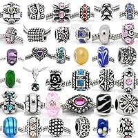 30 Beads Mix of Assorted Charms,Rhinestones Bead Charms, Glass Beads and Metal Spacers