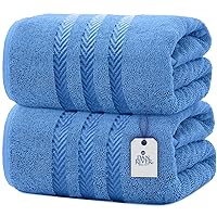 Bath Sheets Set of 2 – 550 GSM Ultra Super Soft & Highly Absorbent Sheets – 100% Cotton Jumbo Large Bath Towels for Hotel, Spa, Beach, Pool, Gym – 35”x70” in Medium Blue