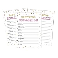 50-Pack Baby Word Scramble Baby Shower Game Cards Confetti Star Gender Neutral Party Supplies-Fun Baby Shower Game Favors