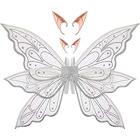 Sratte Wings with Elf Ears for Girls Butterfly Wings for Women Halloween Fairy Costume Angel Wings for Adults Kids