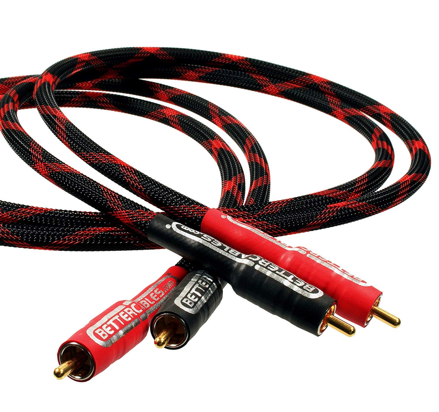 15 Feet Better Cables Silver Serpent Anniversary Edition Red/Black RCA Audio Interconnect Cables - Stereo Pair (2 Cables) High-End, High-Performanc...