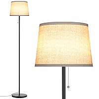 Floor Lamp for Living Room, Modern Standing Lamps with Linen Shade, Simple Design Pole Lamps Tall Floor Lamp for Bedroom, Living Room, Office, Reading, Black, E26 Base, Bulb not Included