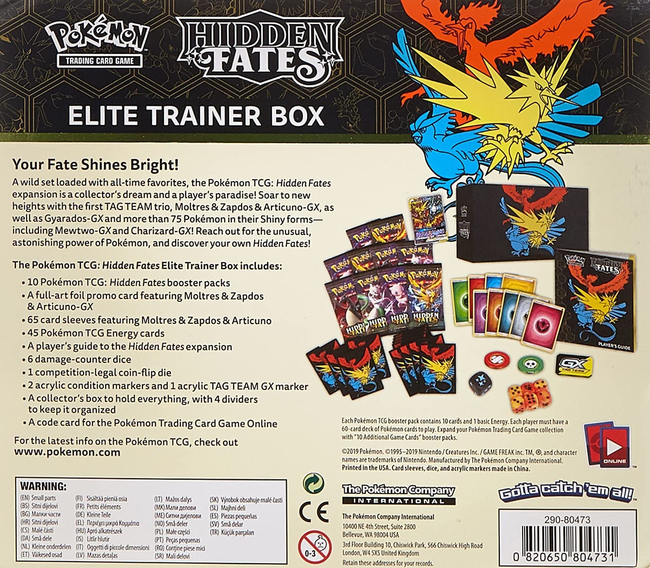 Pokémon TCG: Hidden Fates Elite Trainer Box, Multi