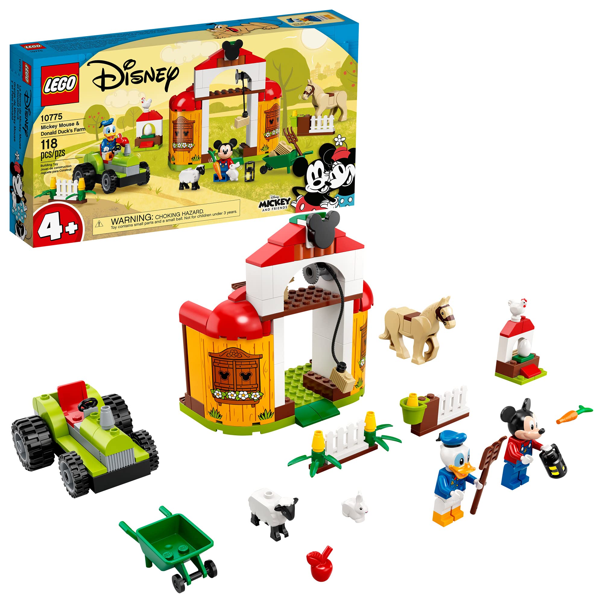 LEGO Disney Mickey and Friends Mickey Mouse & Donald Duck’s Farm 10775 Building Kit; A Creative Play Set for Kids; New 2021 (118 Pieces)