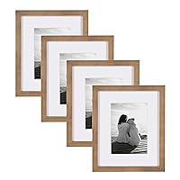 Gallery Wood Photo Frame Set for Customizable Wall or Desktop Display, Rustic Brown 8x10 matted to 5x7, Pack of 4